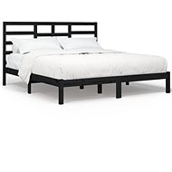 Rám postele černý masivní dřevo 200 × 200 cm, 3105819 - Postel