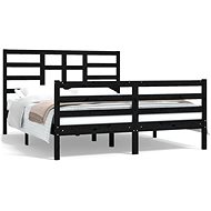 Rám postele černý masivní dřevo 150 × 200 cm King Size, 3105869 - Rám postele