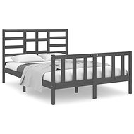 Rám postele šedý masivní dřevo 140 × 190 cm, 3105907 - Rám postele