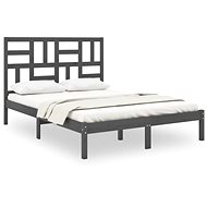Rám postele šedý masivní dřevo 140 × 200 cm, 3105952 - Postel
