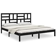 Rám postele černý masivní dřevo 200 × 200 cm, 3105974 - Postel