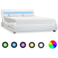Bed frame with LED white faux leather 120x200 cm - Bed Frame