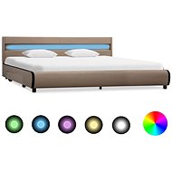 Bed frame with LED cappuccino faux leather 180x200 cm - Bed Frame