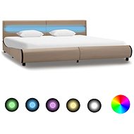 Bed frame with LED cappuccino faux leather 180x200 cm - Bed Frame