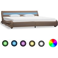 Bed frame with LED cappuccino faux leather 180x200 cm - Bed Frame