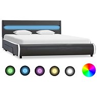 Bed frame with LED light anthracite faux leather 160x200 cm - Bed Frame
