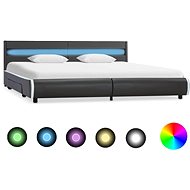 Bed frame with LED light anthracite faux leather 180x200 cm - Bed Frame