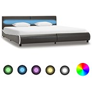 Bed frame with LED light anthracite faux leather 180x200 cm - Bed Frame