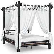 Postel s nebesy tmavě hnědá 140 × 200 cm bambus, 340054 - Postel