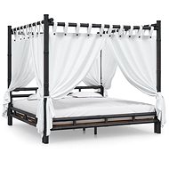 Postel s nebesy tmavě hnědá 200 × 200 cm bambus, 340057 - Postel