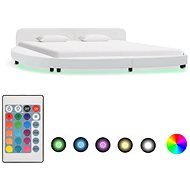 Bed frame with LED light white faux leather 180x200 cm - Bed Frame