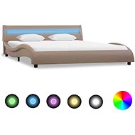 Bed frame with LED light cappuccino faux leather 160x200 cm - Bed Frame