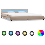 Bed frame with LED light cappuccino faux leather 180x200 cm - Bed Frame