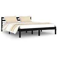 Bed frame solid pine 160 × 200 cm black, 810444 - Bed