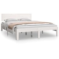 Rám postele bílý masivní dřevo 150 × 200 cm King Size, 810501 - Rám postele
