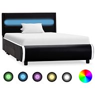 Bed frame with LED light black faux leather 100x200 cm - Bed Frame
