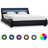 Bed frame with LED light black faux leather 120x200 cm - Bed Frame