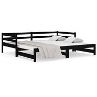 Výsuvná posteľ čierna 2× (90 × 190) cm masívna borovica, 814658 - Rám postele