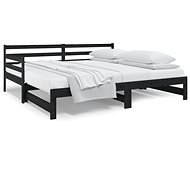 Výsuvná posteľ čierna 2× (90 × 190) cm masívna borovica, 814663 - Rám postele