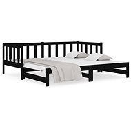 Výsuvná posteľ čierna 2× (90 × 190) cm masívna borovica, 814668 - Rám postele