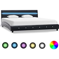 Bed frame with LED light black faux leather 180x200 cm - Bed Frame