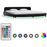 Bed frame with LED light black faux leather 180x200 cm - Bed Frame