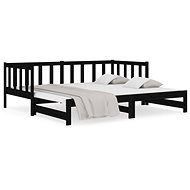 Výsuvná postel černá 2× (80 × 200) cm masivní borovice, 814708 - Postel
