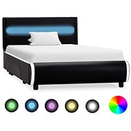Bed frame with LED light black faux leather 90x200 cm - Bed Frame