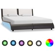 Bed frame with LED light gray and white faux leather 120x200 cm - Bed Frame