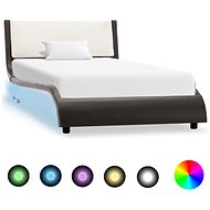 Bed frame with LED light gray and white faux leather 90x200 cm - Bed Frame