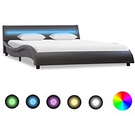 Bed frame with LED light gray faux leather 140x200 cm - Bed Frame