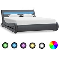 Bed frame with LED light gray faux leather 140x200 cm - Bed Frame
