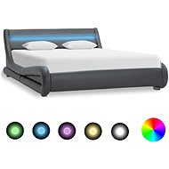Bed frame with LED light gray faux leather 160x200 cm - Bed Frame
