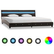 Bed frame with LED light gray faux leather 180x200 cm - Bed Frame