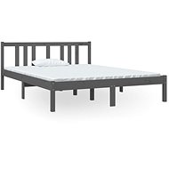 Rám postele šedý masivní dřevo 140 × 190 cm, 814866 - Rám postele