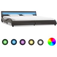 Bed frame with LED light gray faux leather 180x200 cm - Bed Frame