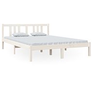 Rám postele bílý masivní dřevo 140 × 200 cm, 814885 - Postel