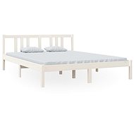 Rám postele bílý masivní dřevo 150 × 200 cm King Size, 814890 - Rám postele