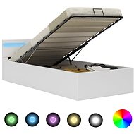 Bed frame with LED storage space white faux leather 100x200 cm - Bed Frame