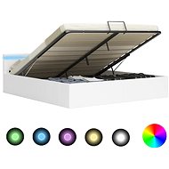 Bed frame with LED storage space white faux leather 160x200 cm - Bed Frame