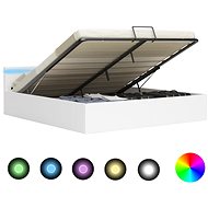 Bed frame with LED storage space white faux leather 180x200 cm - Bed Frame