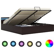 Bed frame with LED storage space gray faux leather 160x200 cm - Bed Frame