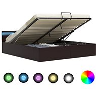 Bed frame with LED storage space gray faux leather 180x200 cm - Bed Frame