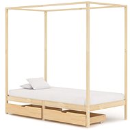 Bed frame with canopy 2 drawers solid pine 100x200 cm - Bed Frame