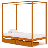 Bed frame with canopy 2 drawers solid pine 100x200 cm - Bed Frame