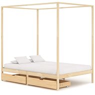 Bed frame with canopy 2 drawers solid pine 120x200 cm - Bed Frame
