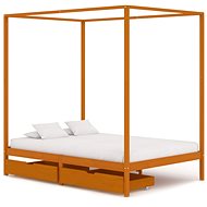 Bed frame with canopy 2 drawers solid pine 140x200 cm - Bed Frame
