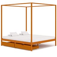 Bed frame with canopy 2 drawers solid pine 180x200 cm - Bed Frame