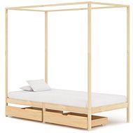 Bed frame with canopy 2 drawers solid pine 90x200 cm - Bed Frame