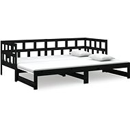 Výsuvná postel černá masivní borovice 2× (80 × 200) cm, 820231 - Postel